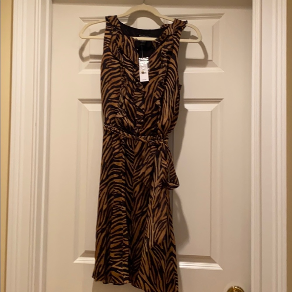 WHBM Tiger Print Silk Chemise Dress 6 NWT